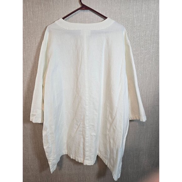 King Size Mens Big Size 3XL White 100% Cotton Henley Shirt W/ Pocket - Picture 2 of 16